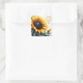 Sonnenblume mit Schmetterlingen mit anpassbarem Te Quadratischer Aufkleber (Tasche)