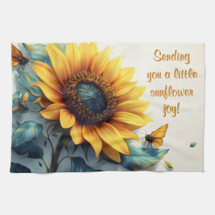 Sonnenblume mit Schmetterlingen und anpassbarem Te Geschirrtuch