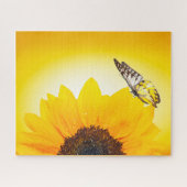 Sonnenblume mit Schmetterlingspuzzle Puzzle (Horizontal)