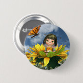 Sonnenblume mit Sommeruntergrund Button (Vorne & Hinten)