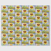 Sonnenblume mit Sonnenbrille auf dem Feld Geschenkpapier (Flach)
