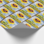 Sonnenblume mit Sonnenbrille auf dem Feld Geschenkpapier (Ecke)