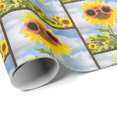 Sonnenblume mit Sonnenbrille auf dem Feld Geschenkpapier (Rolleneckpunkt)