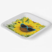 Sonnenblume mit Sonnenbrille auf Holz Pappteller (Gewinkelt)