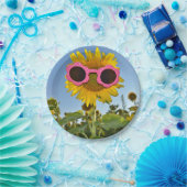 Sonnenblume mit Sonnenbrille Pappteller (Party)
