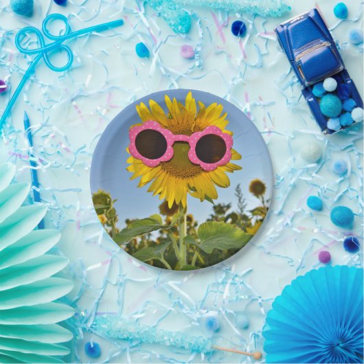 Sonnenblume mit Sonnenbrille Pappteller (Party)