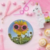 Sonnenblume mit Sonnenbrille Pappteller (Party)