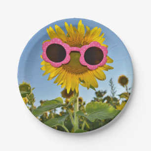 Sonnenblume mit Sonnenbrille Pappteller