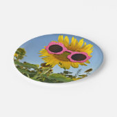 Sonnenblume mit Sonnenbrille Pappteller (Schrägansicht)