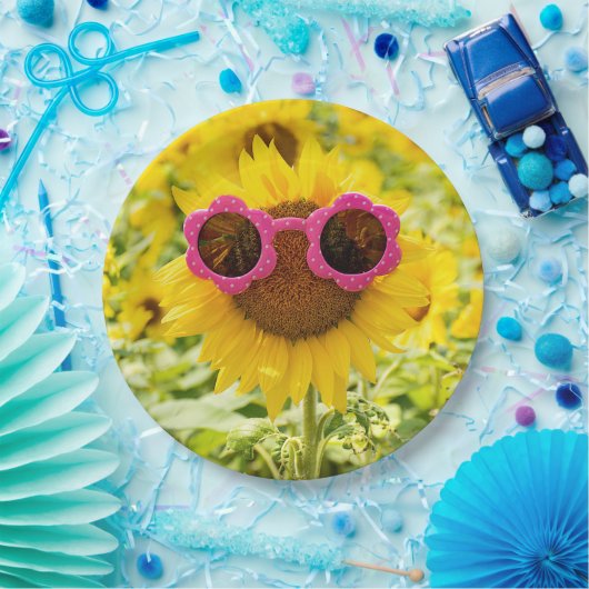 Sonnenblume mit Sonnenbrille Pappteller (Party)