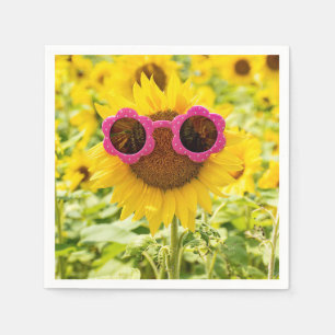 Sonnenblume mit Sonnenbrille Serviette