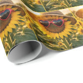 Sonnenblume mit Sonnenbrille und Strohhut Geschenkpapier (Rolleneckpunkt)