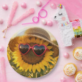 Sonnenblume mit Sonnenbrille und Strohhut Pappteller (Party)