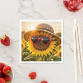 Sonnenblume mit Sonnenbrille und Strohhut Serviette (Beispiel)