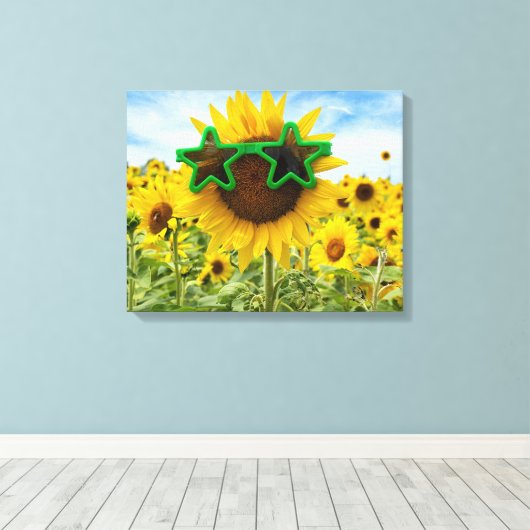 Sonnenblume mit Sternengläser Leinwanddruck (Insitu (Holzboden))