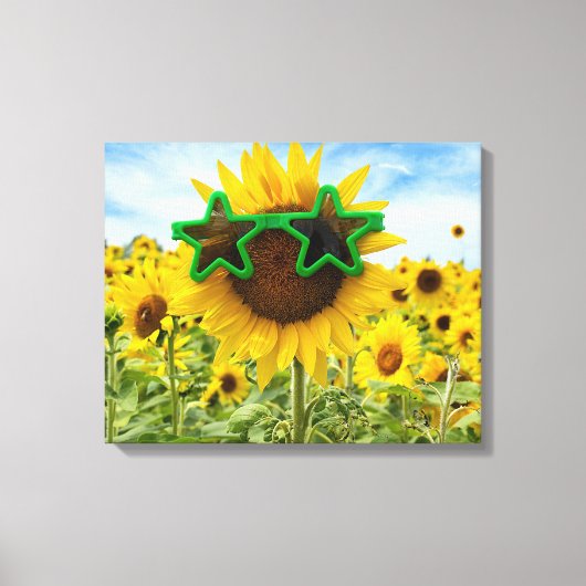 Sonnenblume mit Sternengläser Leinwanddruck (Vorderseite)