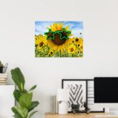 Sonnenblume mit Sternengläser Poster (Heimbüro)
