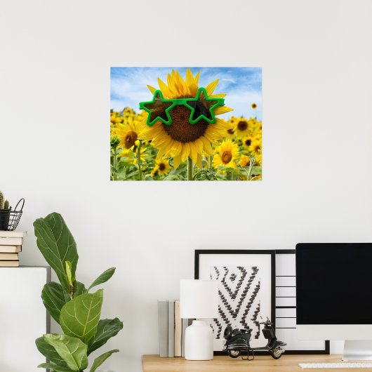 Sonnenblume mit Sternengläser Poster (Heimbüro)