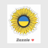 Sonnenblume mit ukrainischer Flagge Aufkleber (Blatt)