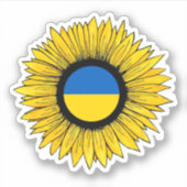 Sonnenblume mit ukrainischer Flagge Aufkleber (Vorderseite)
