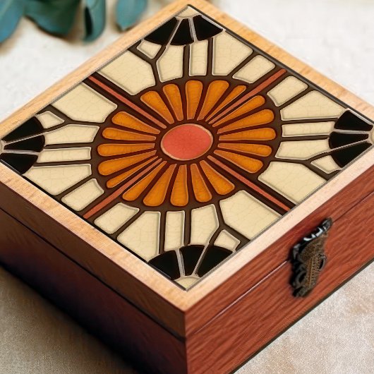 Sonnenblume Mitte des Jahrhunderts Symmetrische Ku Fliese