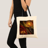Sonnenblume Moderne Abstrakte Kunst Monogramm Tragetasche (Vorderseite (Produkt))