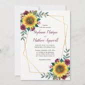 Sonnenblume Moderne geometrische Hochzeit Einladung (Vorderseite)
