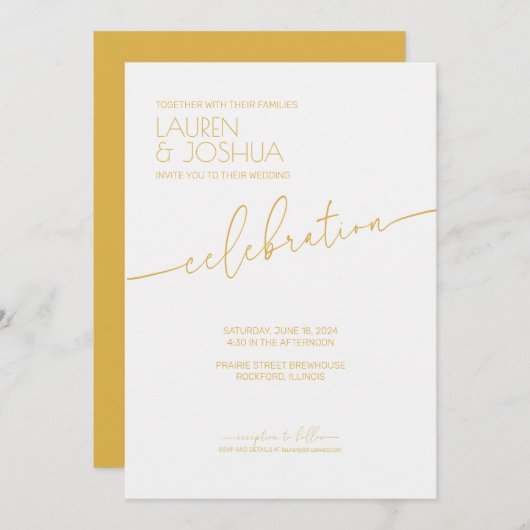 Sonnenblume ・ Moderne Minimalistische Skripthochze Einladung (Vorne/Hinten)