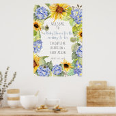 Sonnenblume Mommy to Bee Bumblebee Blue Hydrangeas Poster (Küche)