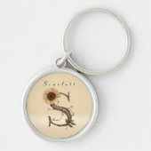 Sonnenblume Monogram 'S' Elegant Schlüsselanhänger (Vorne)