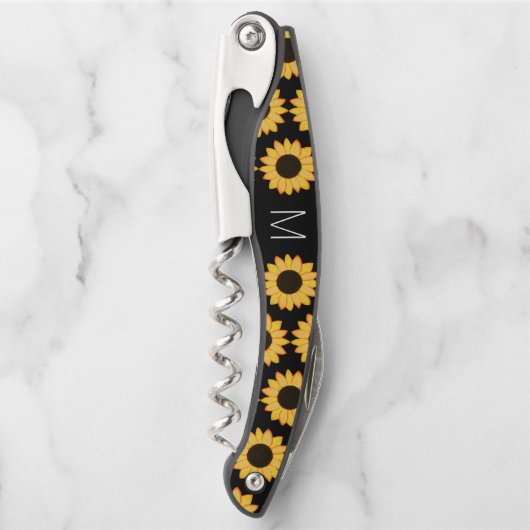 Sonnenblume Monogramm Rustikale Hochzeit Kellnermesser (Vorderseite)