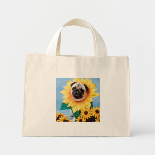 Sonnenblume Mops Dog Tote Tasche (Vorne)