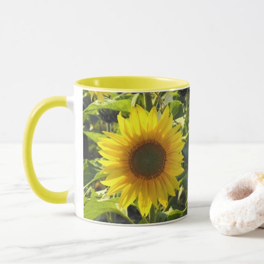 Sonnenblume-Morgen-Tasse Tasse (Mit Donut)