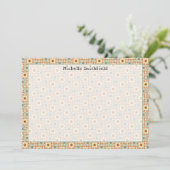 Sonnenblume Mosaik Border Flat Notecard Einladung (Stehend Vorderseite)