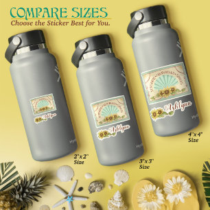 Sonnenblume Muschel Vintage Vibes Personalisierter Aufkleber