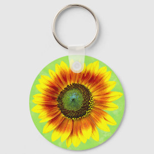 Sonnenblume-mutige gelbe und grüne mit BlumenBlume Schlüsselanhänger