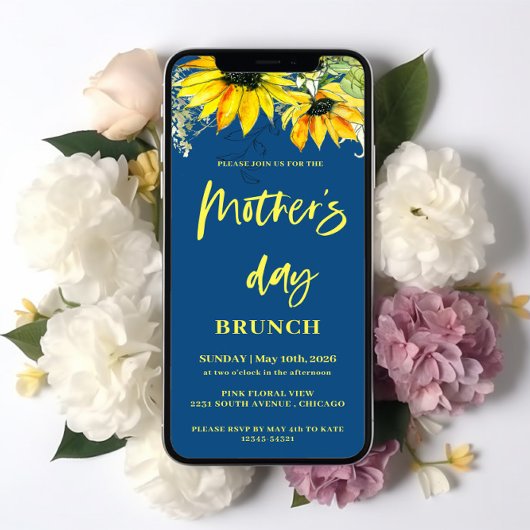 Sonnenblume Mutter Tag Brunch Digital Einladung