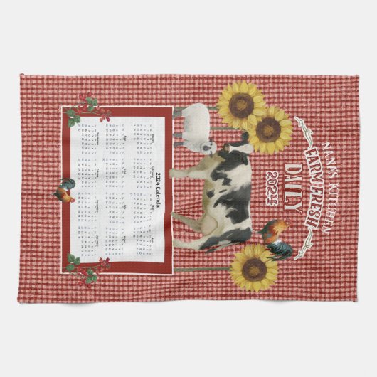 Sonnenblume Nana Rooster Kuh Frische Rote Farbe We Geschirrtuch (Horizontal)