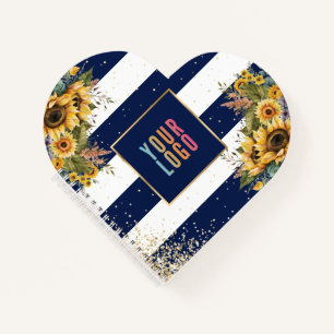 Sonnenblume Navy Blau Gold Geschäftslogo Werbearti Notizblock
