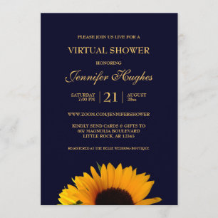Sonnenblume Navy Blau Virtuelle Babyparty Einladung