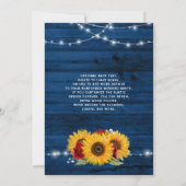 Sonnenblume Navy Blauer Rote Rose Rustikale Holzve Einladung (Rückseite)