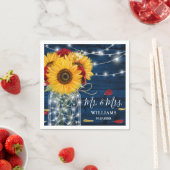 Sonnenblume Navy Blauer Rote Rose Rustikale Holzve Serviette (Beispiel)