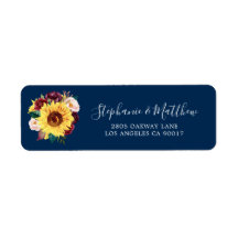 Sonnenblume Navy Blue Burgundy Hochzeitadresse