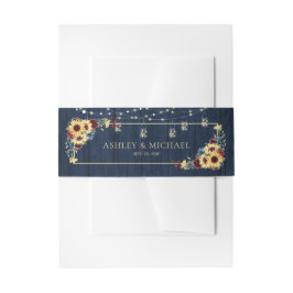 Sonnenblume Navy Blue Burgundy Wood Floral Hochzei Einladungsbanderole