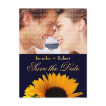 Sonnenblume Navy Blue Custom Foto Save the Date