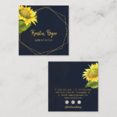 Sonnenblume Navy Blue Makeup Artist Quadratische Visitenkarte (Vorne/Hinten)