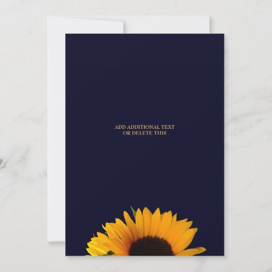 Sonnenblume Navy Blue Virtual Dusche Einladung (Rückseite)