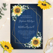 Sonnenblume Navy Blue Wood Geometric Wedding Einladung
