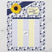 Sonnenblume Navy Blume Brautparty Bingo (Vorderseite)