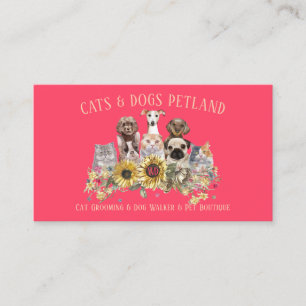 Sonnenblume Neon Pink Hundespazierer Katzengroßpfl Visitenkarte